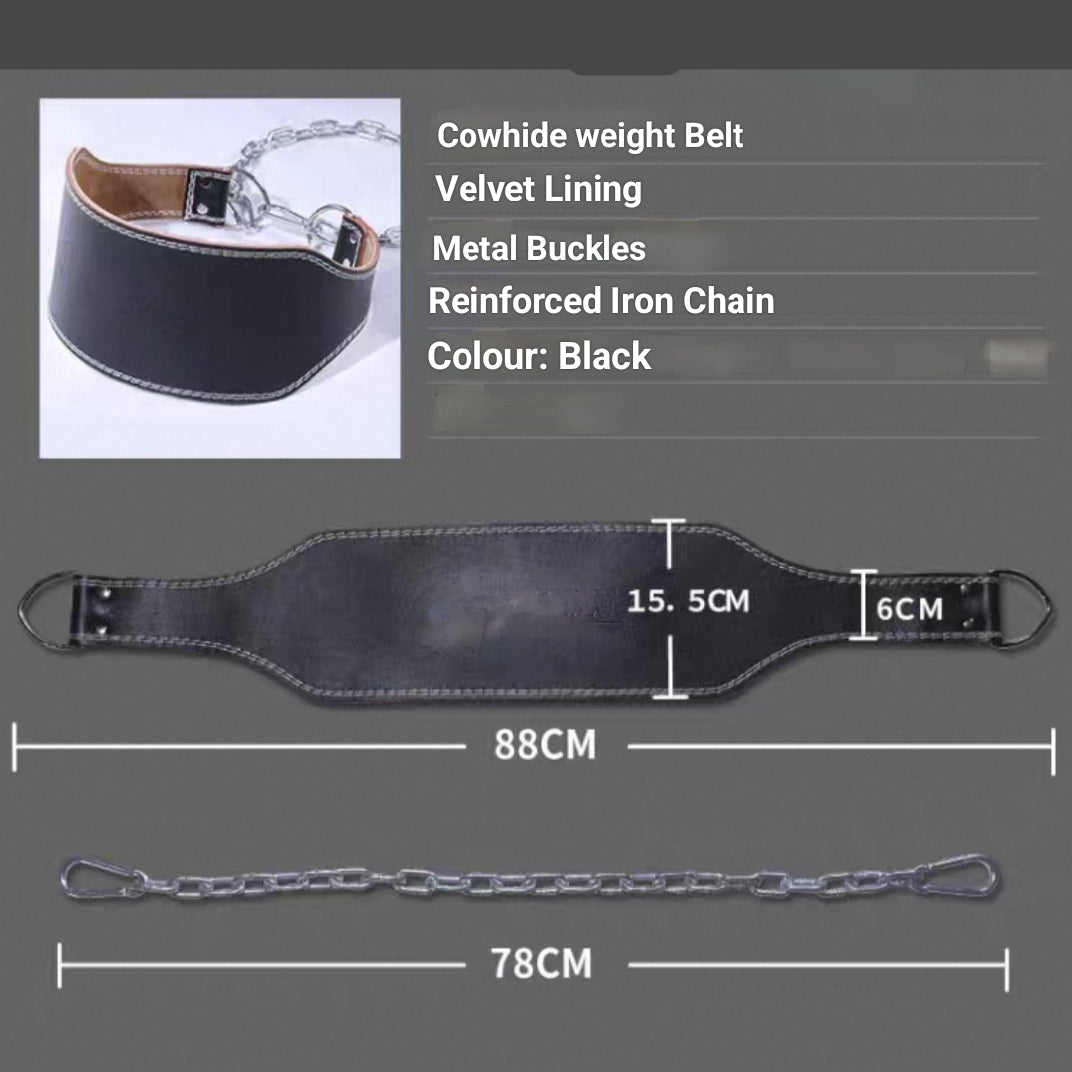 Leather Dip Weight Belt with Chain and Carabiner