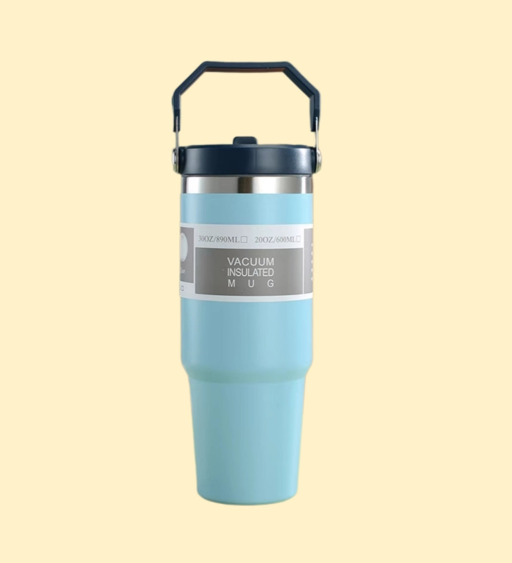 Thermos Stainless Steel Large Capacity Straw Cup for Hot and Cold Beverages 890ml
