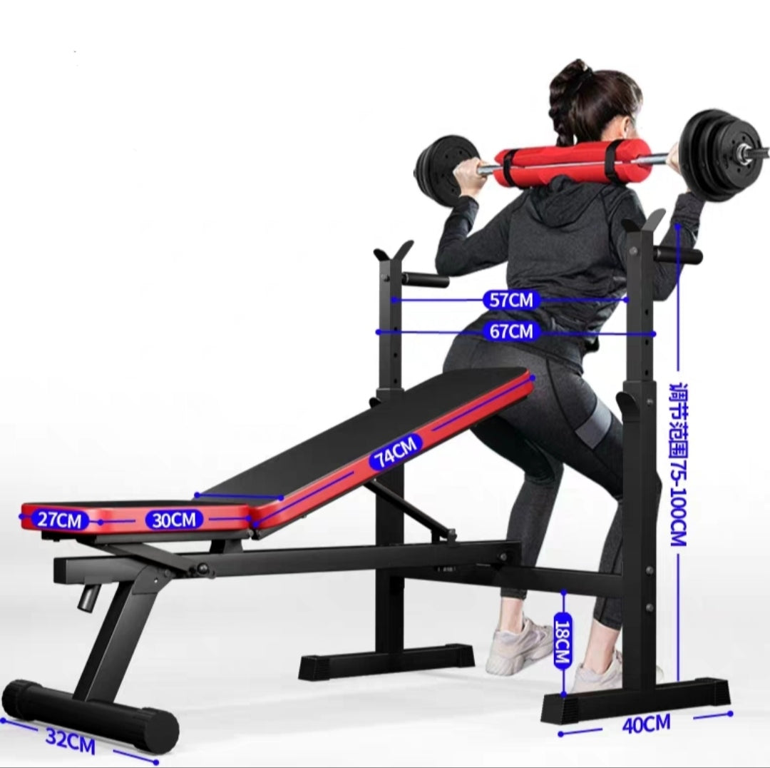 Fitness Bench, Adjustable Foldable Weight/Sit Up Incline/Decline Dip Bar Exercise Workout Bench for Home Gym Fitness