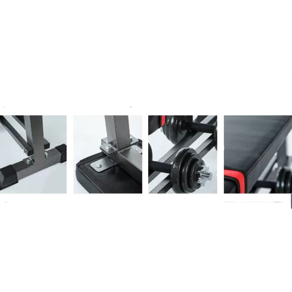 Multi-Purpose Flat Weight Bench with Lower Dumbbell Storage Rack Base