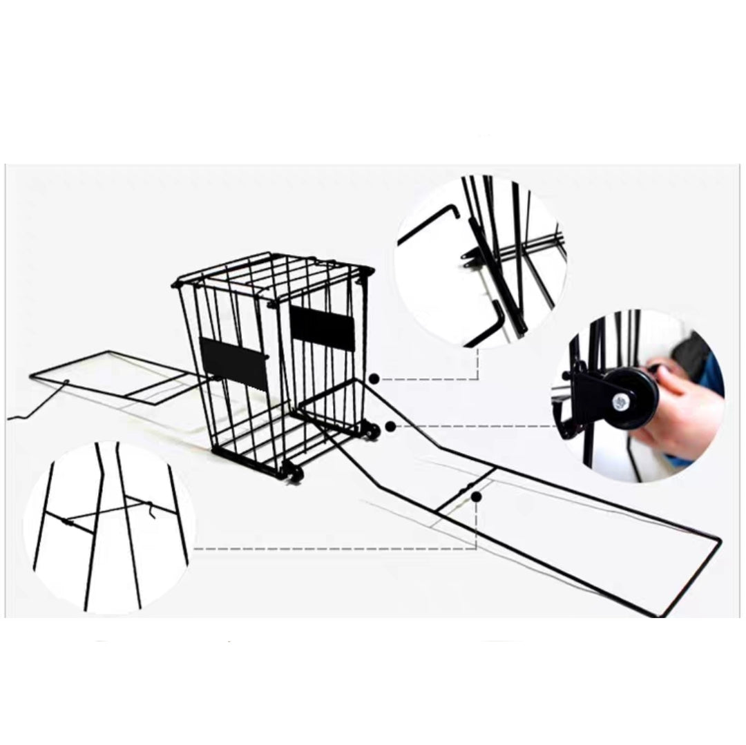 AMB Sports 72 Tennis Ball Pick up Hopper Portable Tennis Ball Stand with Basket