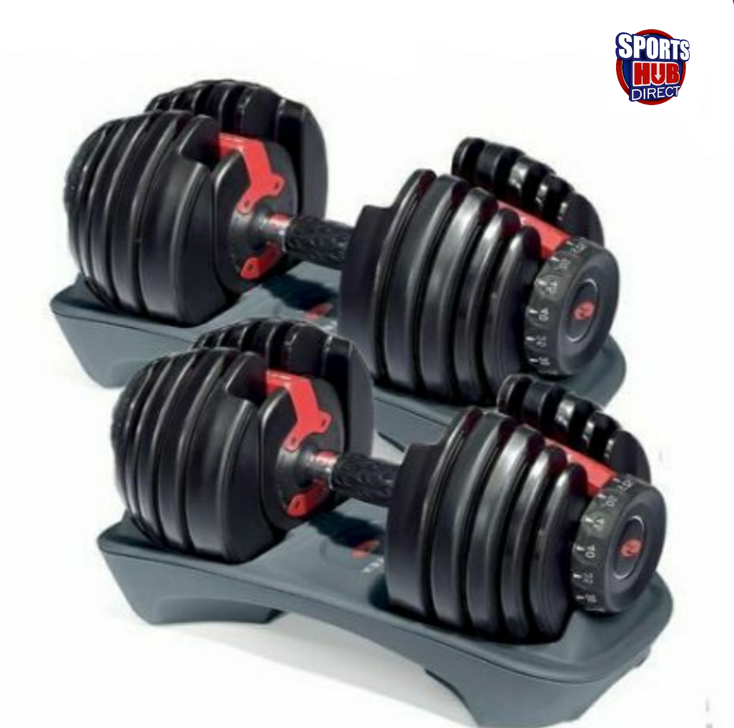 AMB Sports Adjustable Dumbbells Weights with Tray 16KG / 24KG / 49 KG