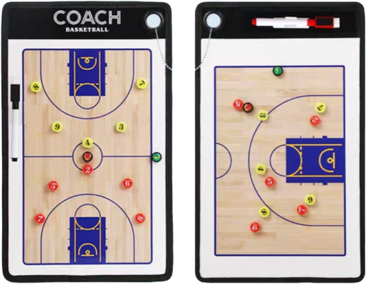 Basketball Double Sided Tactical Coaching Board with Erasers, Pen