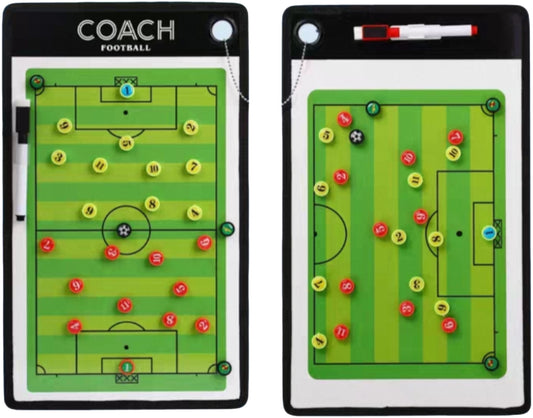 Soccer Football Double Sided Tactical Coaching Board with Erasers, Pen