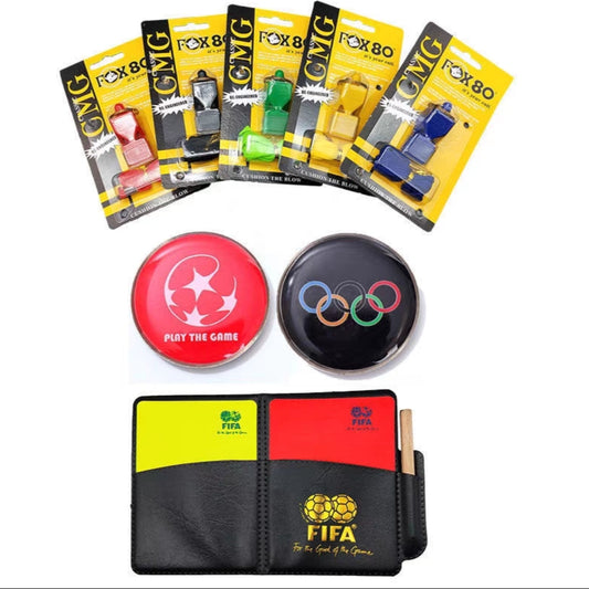 Professional Soccer Football Referee Red and Yellow Card with Whistle and Markers