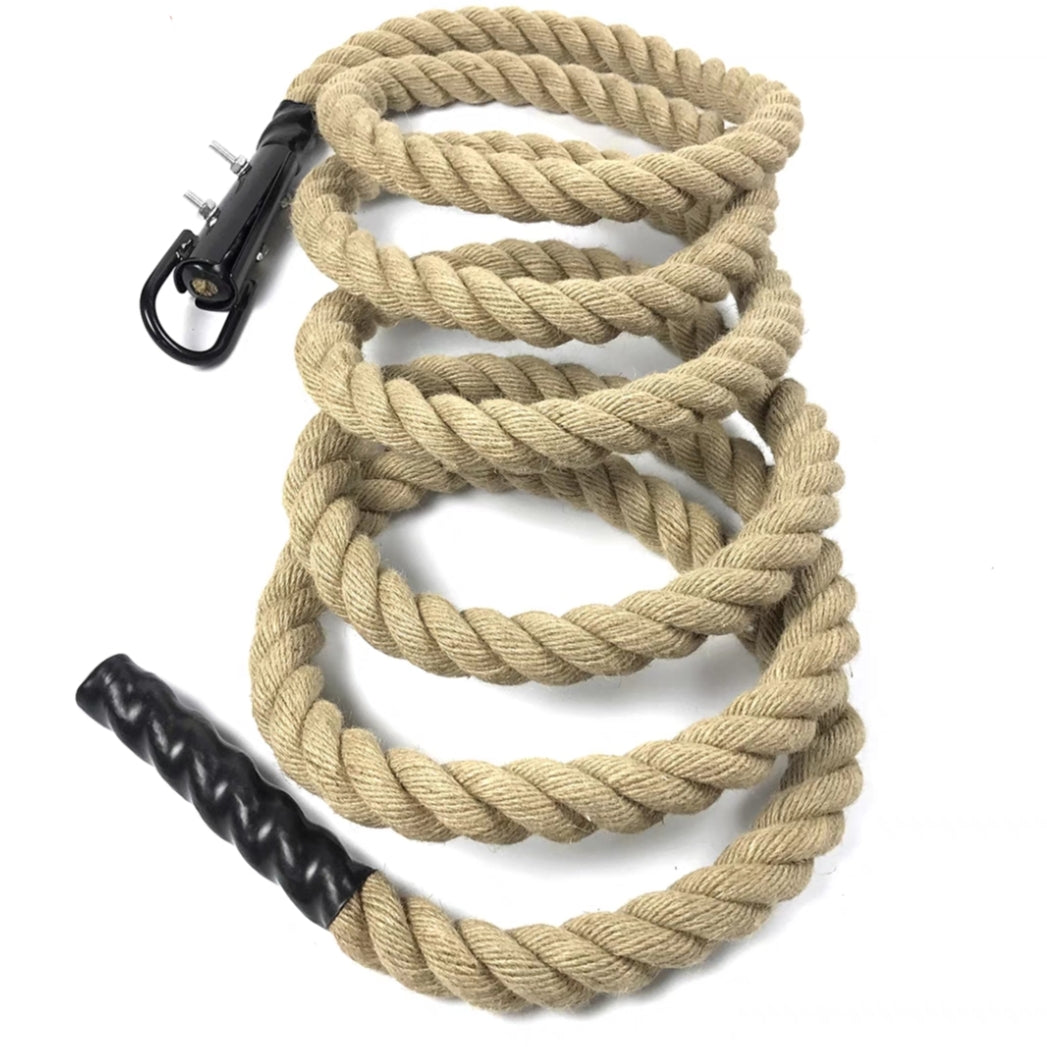 Climbing Rope with Ceiling Hook Attachment for CrossFit Obstacle Course Training Exercise
