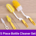 5pcs Sports Bottle Cleaning Brush Set - Long / Short / Narrow / Wide Cleaner For Bottle Washing