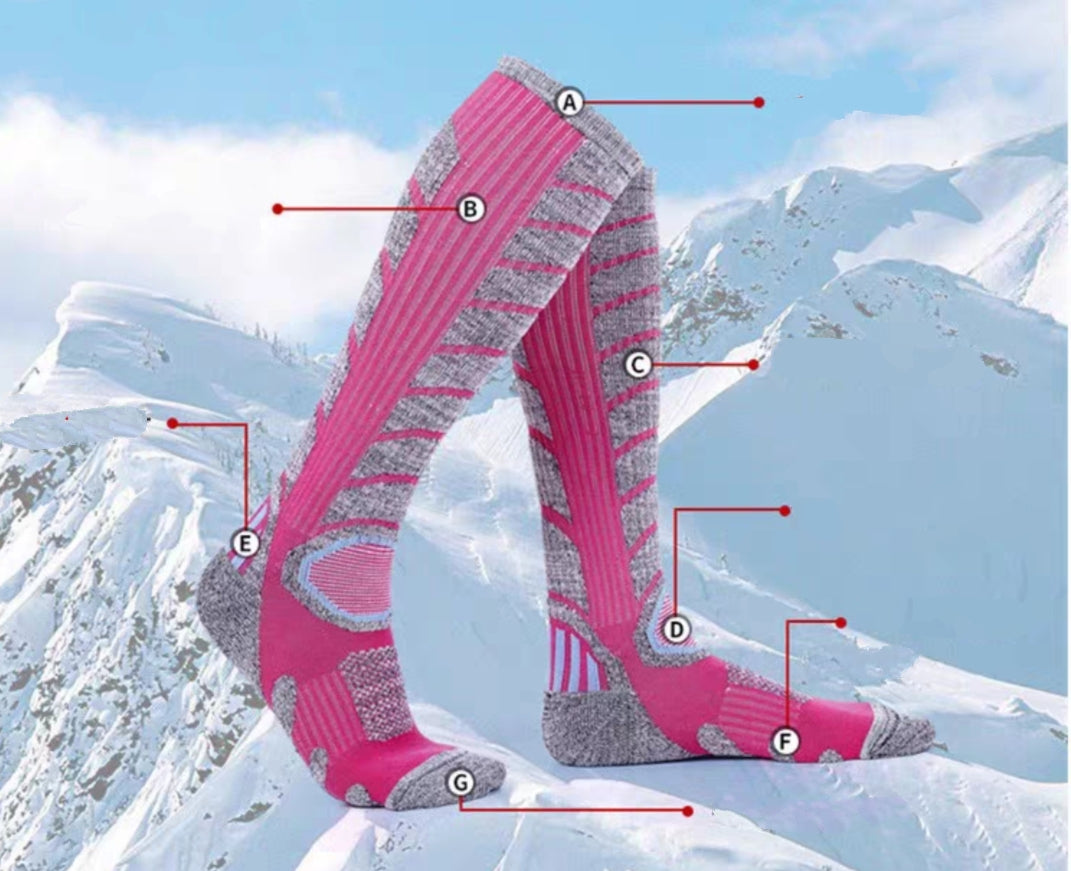 Ski Socks Outdoor Warm Breathable Thick Quick-Dry Long Sports and Hiking