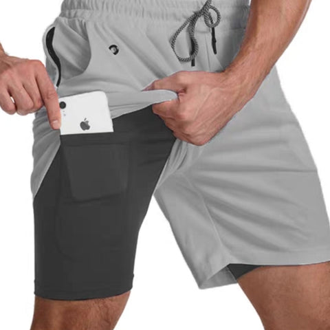 Sports Gym Fitness Shorts With Phone and Hidden Pocket Compression Tights