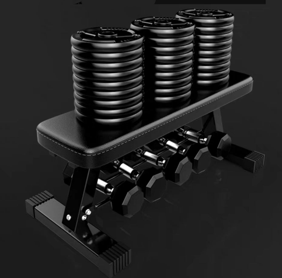 Heavy Duty Flat Weight Bench with Lower Dumbbell Storage Rack Base