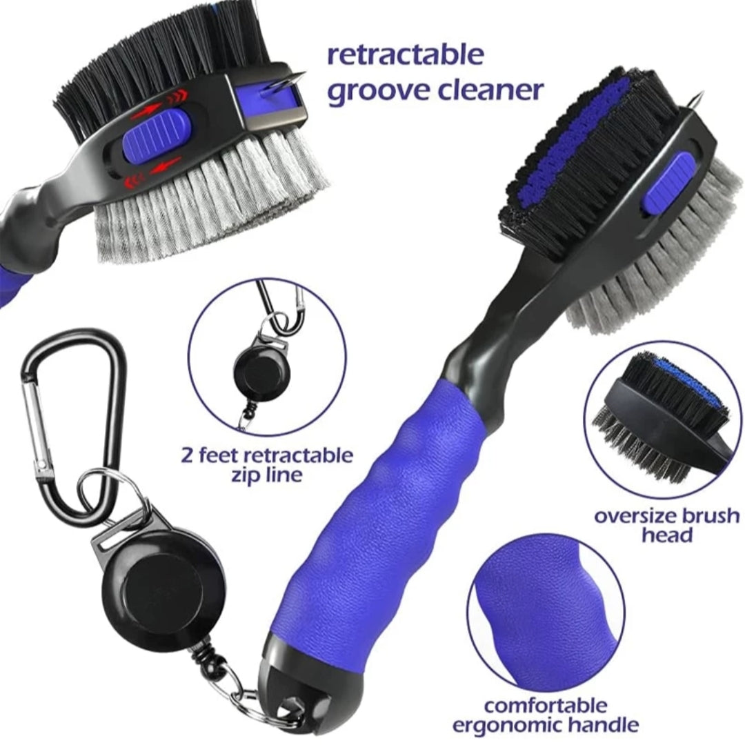 Golf Club Brush and Groove Cleaner Brush Brushes for Golf Shoes Golf Club Golf Golf Groove, Attach 61cm Retractable Zip-line Aluminum Carabiner