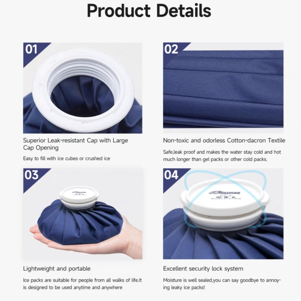 Heat or Ice Pack for Injuries Reusable Bag with for Therapy and Pain Relief with Cover, No-Leak Elastic Breathable Ice Bag
