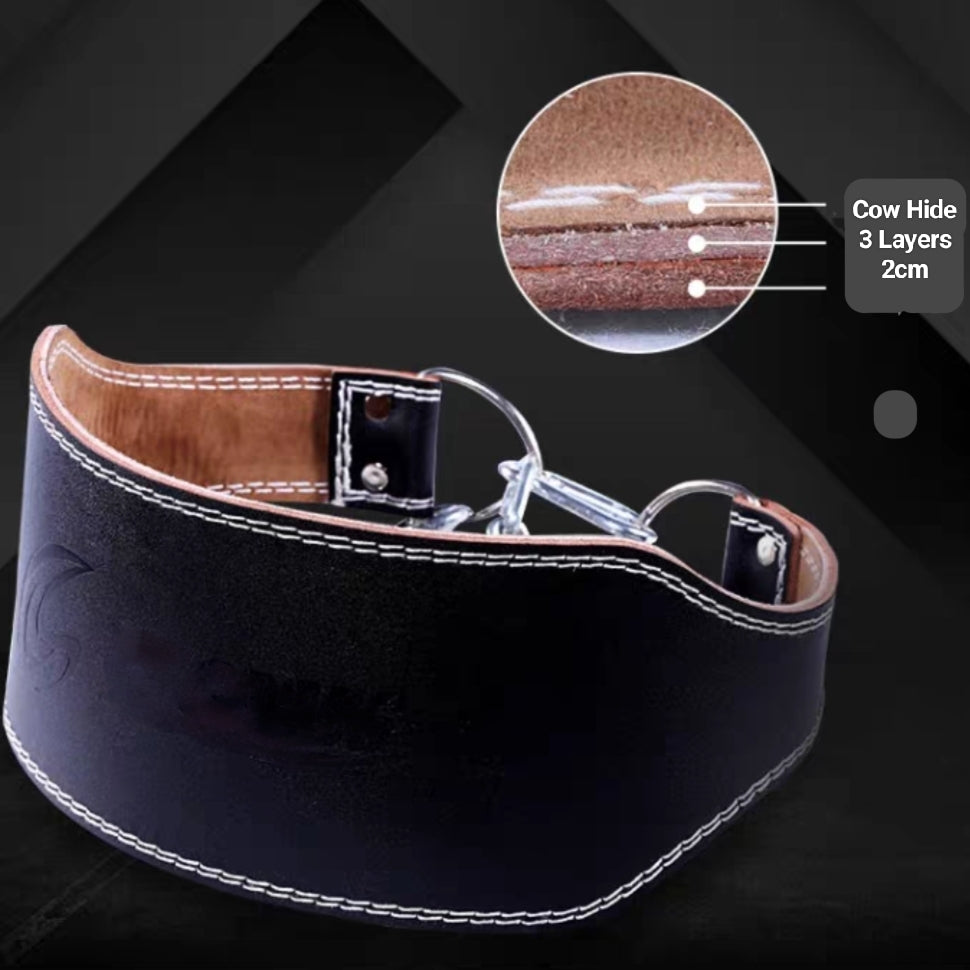 Leather Dip Weight Belt with Chain and Carabiner