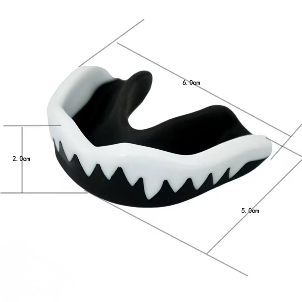 Mouthguard for KIDS - Extra Thick Contoured Design for High Impact Sports - Fang Design - 5 Colors Available - Boil and Bite Guard - Maximum Protection
