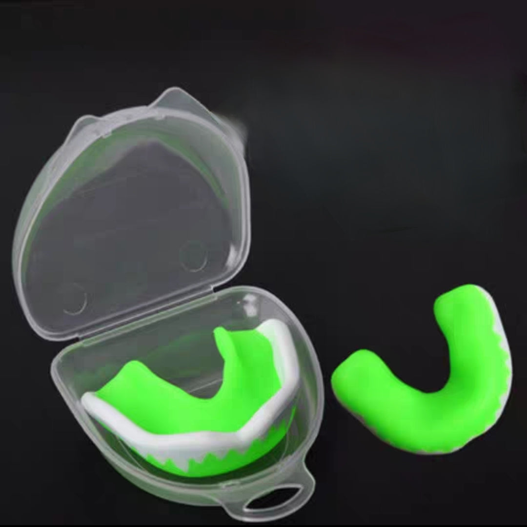 Mouthguard for KIDS - Extra Thick Contoured Design for High Impact Sports - Fang Design - 5 Colors Available - Boil and Bite Guard - Maximum Protection