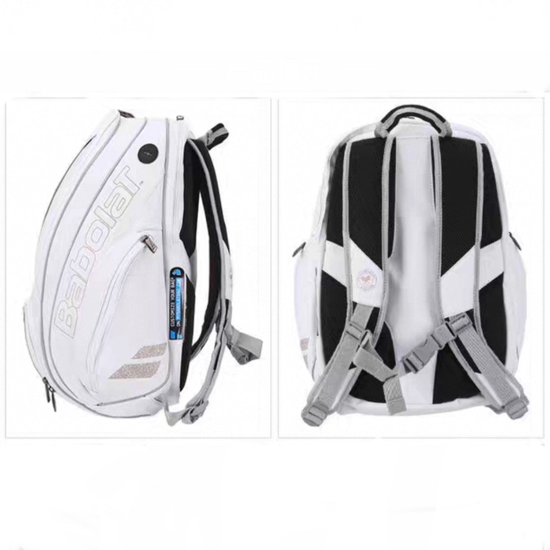Babolat Sac à Dos Pure Wimbledon Tennis – Blanc/Gris, Compartiment Isotherme 3 Raquettes, Protection Imperméable