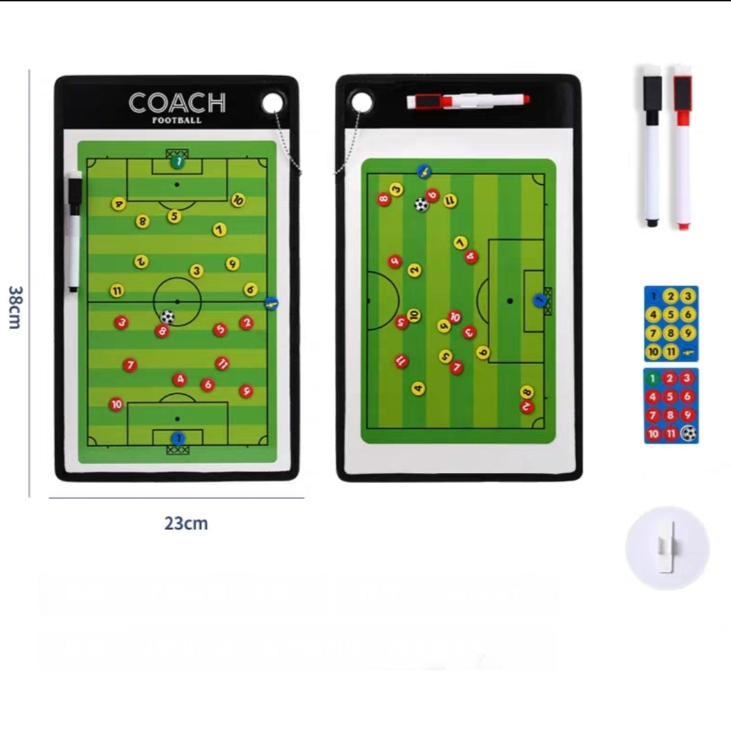 Soccer Football Double Sided Tactical Coaching Board with Erasers, Pen