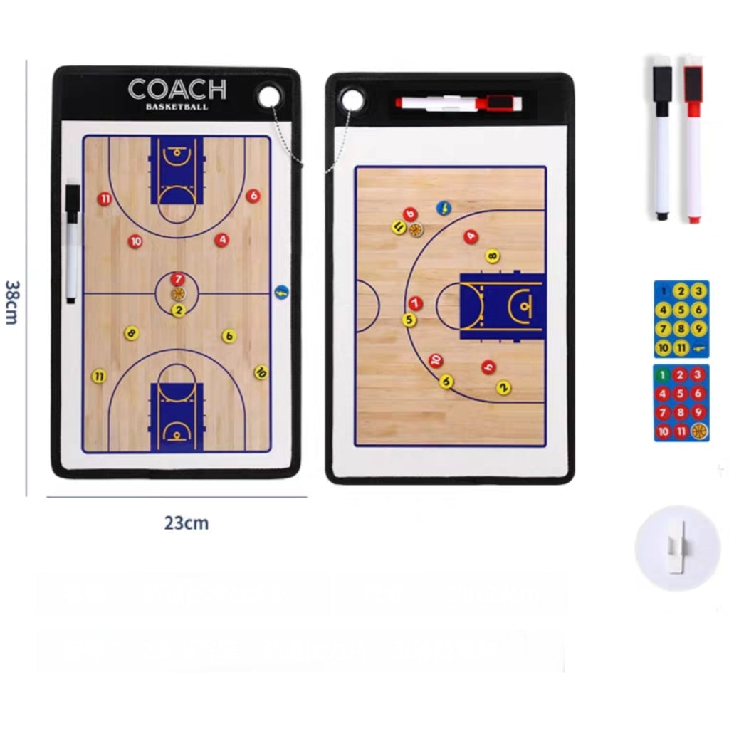 Basketball Double Sided Tactical Coaching Board with Erasers, Pen
