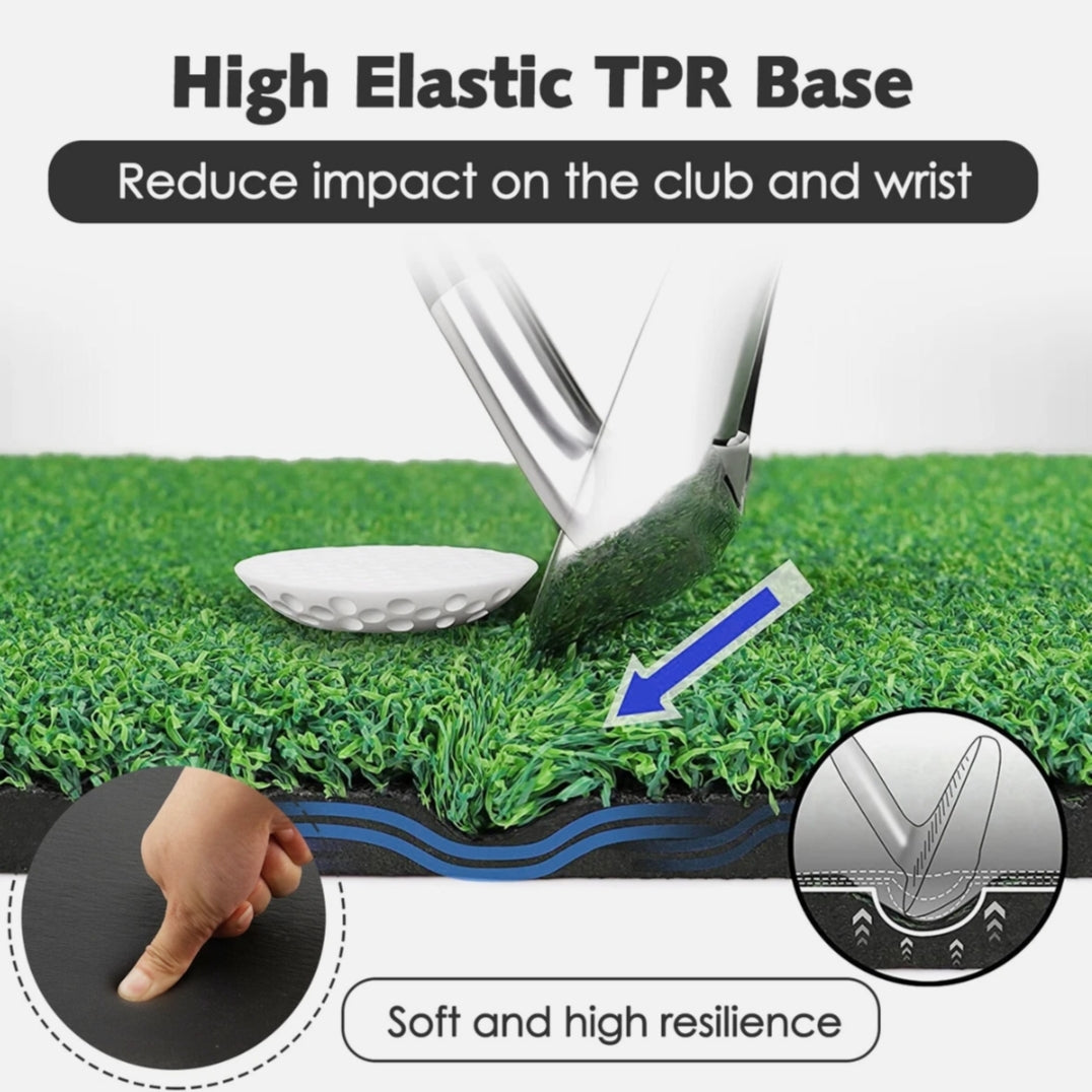 AMB Sports Golf Mat 100cm x 100cm Practice Hitting Mat with Rubber Tee Holder