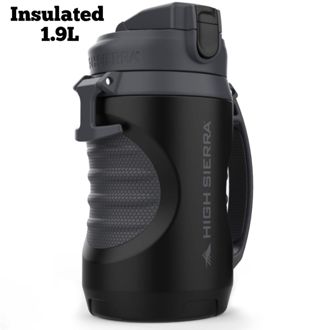 High Sierra 1.9L Insulated Water Bottle – Double Wall Jug, Leakproof Flip-Top Lid, Large Jug with  BPA-Free