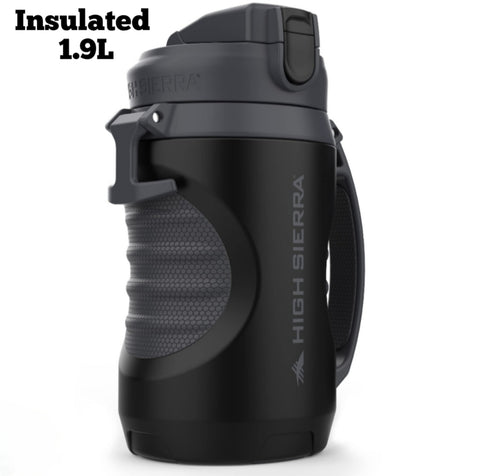 High Sierra 1.9L Insulated Water Bottle – Double Wall Stainless Steel Jug, Leakproof Flip-Top Lid, Large Metal Jug with Straw BPA-Free