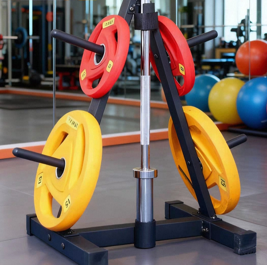 AMB Sports Weight Plates Stand Rack A-Frame Barbell Bar Plate Tree Storage Holder Home Gym