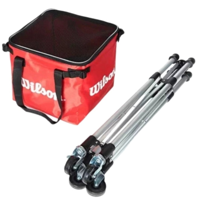 WIlsonTennis PickleBall Basket Picker Hopper Removable Basket with Wheels 150 Ball Capacity