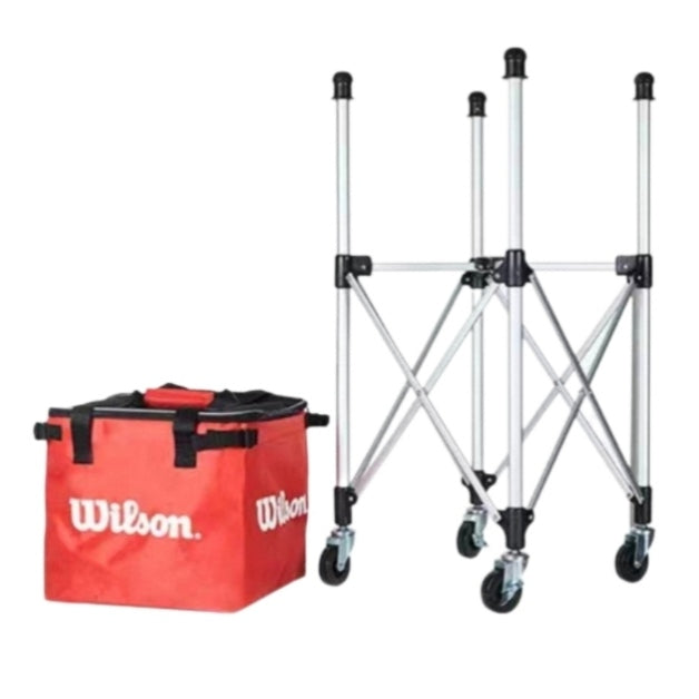 WIlsonTennis PickleBall Basket Picker Hopper Removable Basket with Wheels 150 Ball Capacity