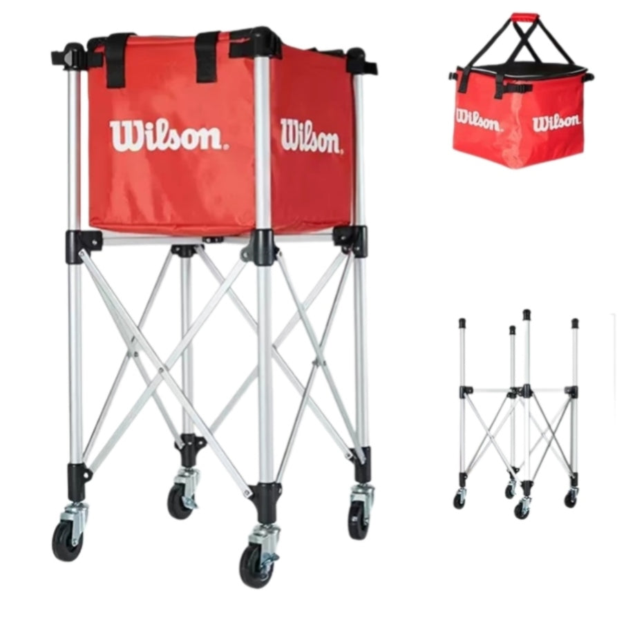 WIlsonTennis PickleBall Basket Picker Hopper Removable Basket with Wheels 150 Ball Capacity