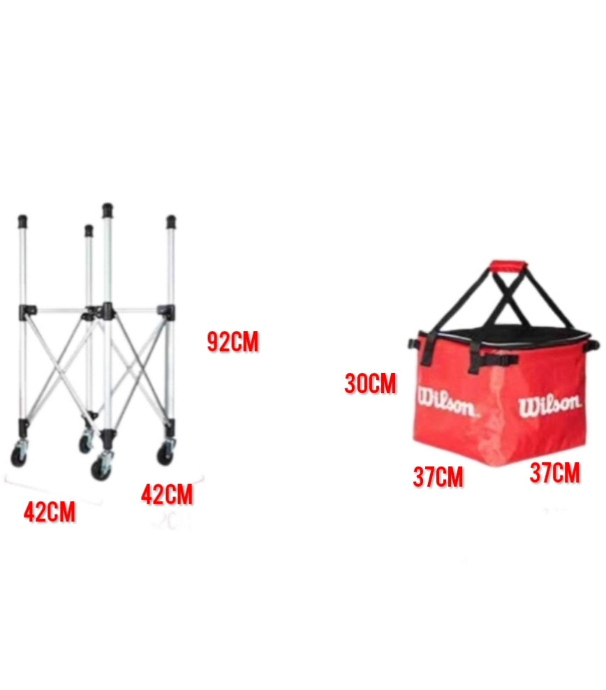 WIlsonTennis PickleBall Basket Picker Hopper Removable Basket with Wheels 150 Ball Capacity