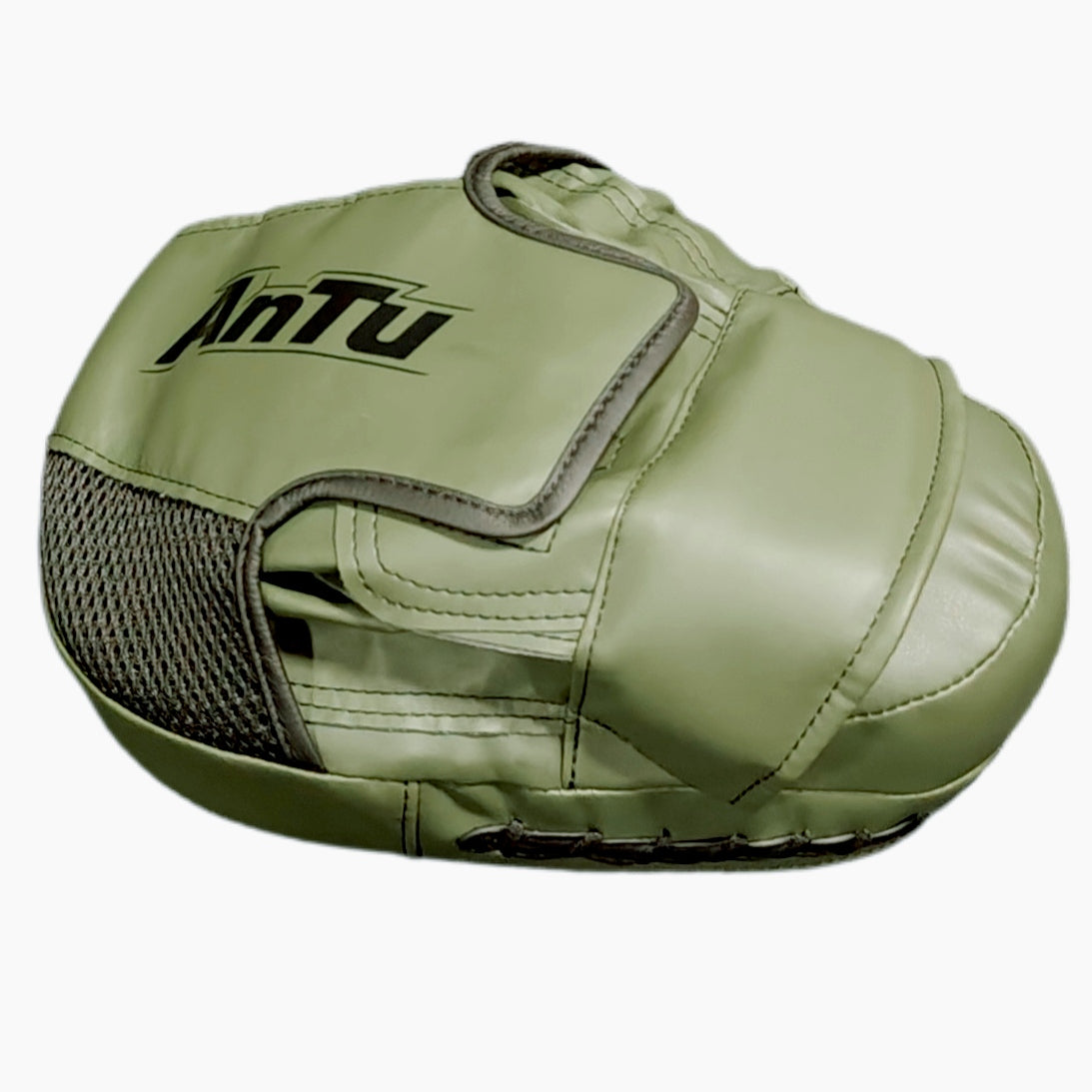 Curved Focus Boxing Punching Mitts — PU Leather, Water Resistant (Military Green / All Black)