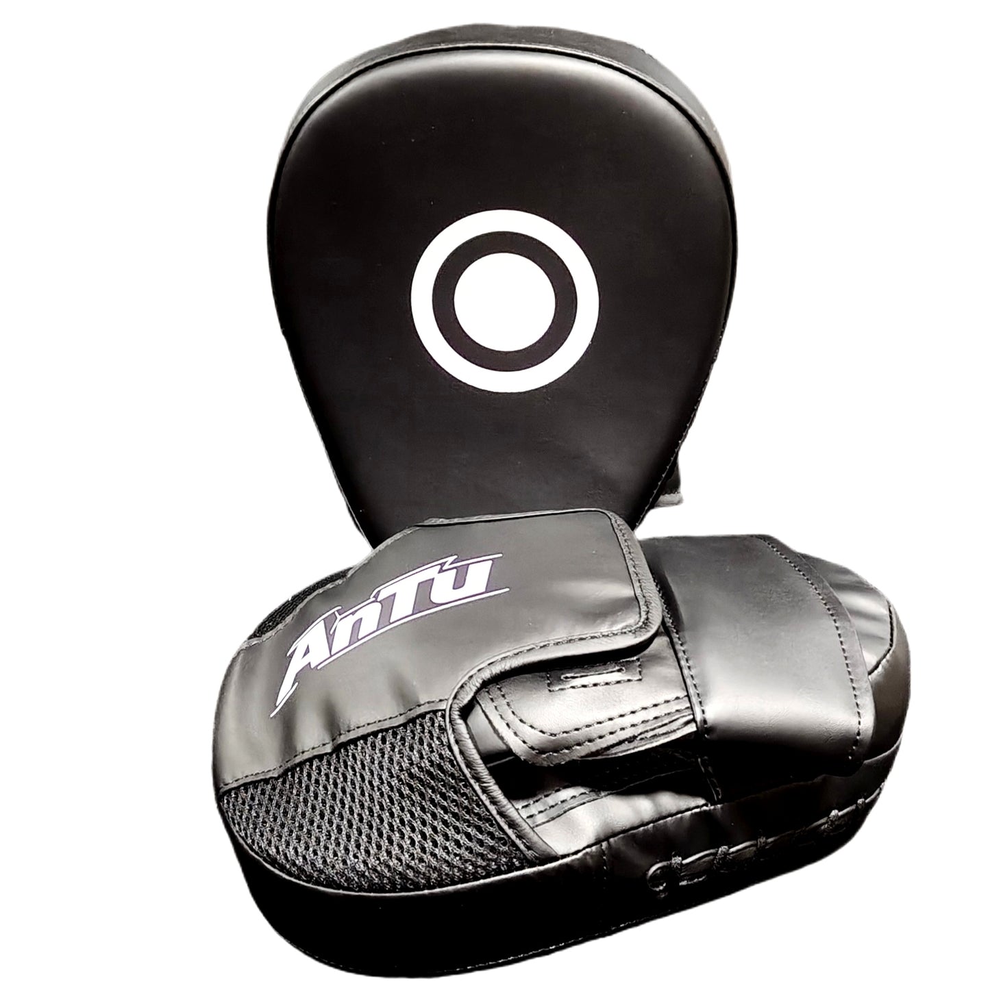 Curved Focus Boxing Punching Mitts — PU Leather, Water Resistant (Military Green / All Black)