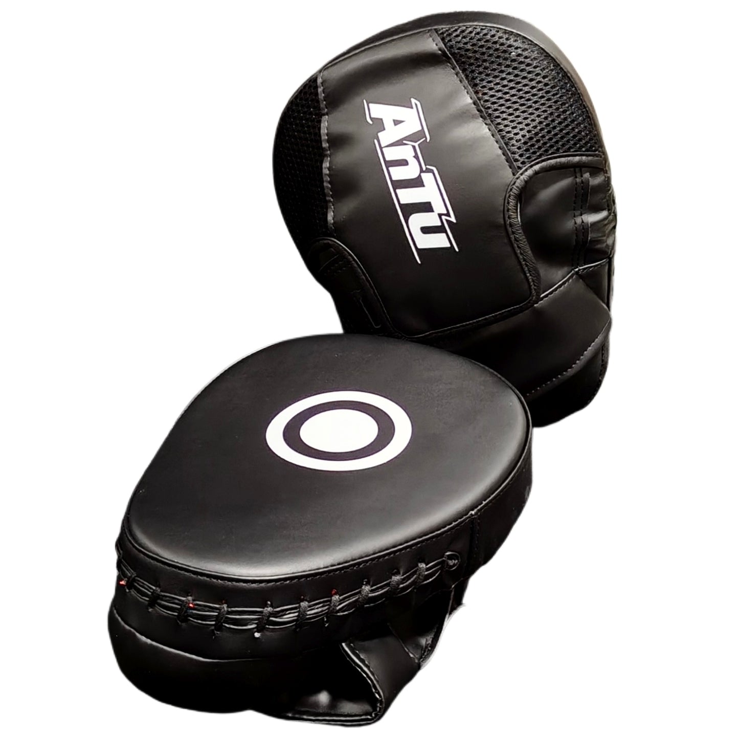 Curved Focus Boxing Punching Mitts — PU Leather, Water Resistant (Military Green / All Black)
