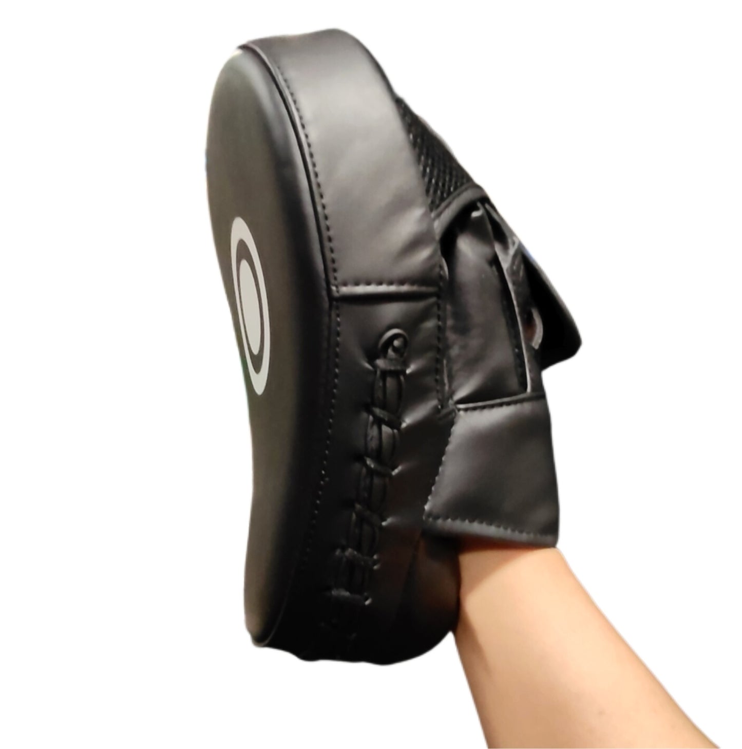 Curved Focus Boxing Punching Mitts — PU Leather, Water Resistant (Military Green / All Black)