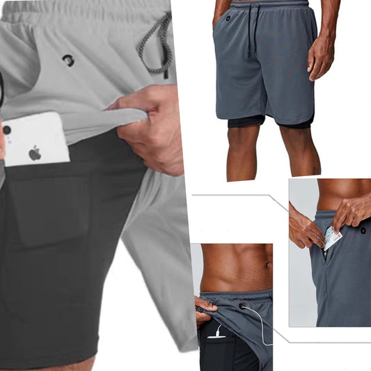 Sports Gym Fitness Shorts With Phone and Hidden Pocket Compression Tights