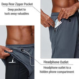 Sports Gym Fitness Shorts With Phone and Hidden Pocket Compression Tights