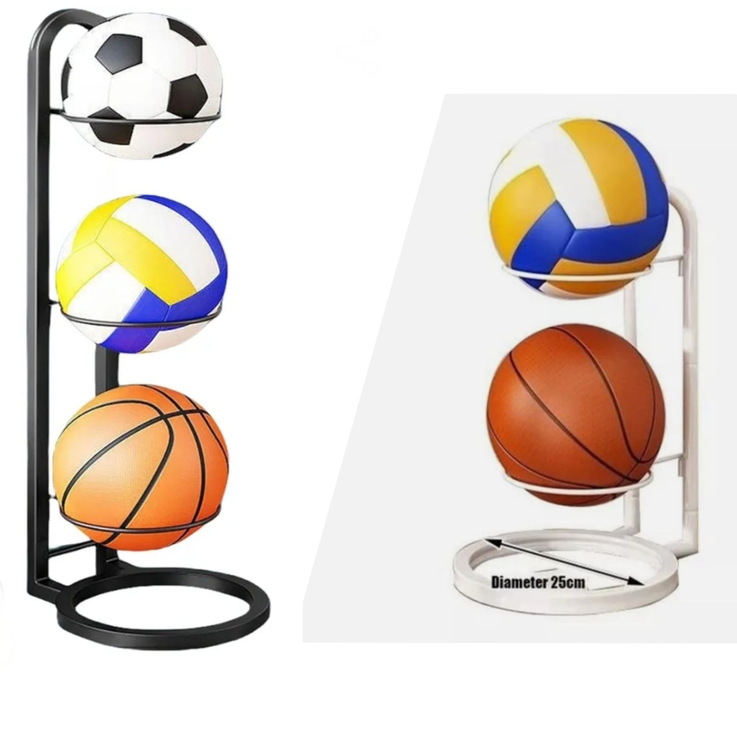 Basketball Storage Rack Volleyball Football Soccer Stand 2 and 3 Tier Ball Rack Storage