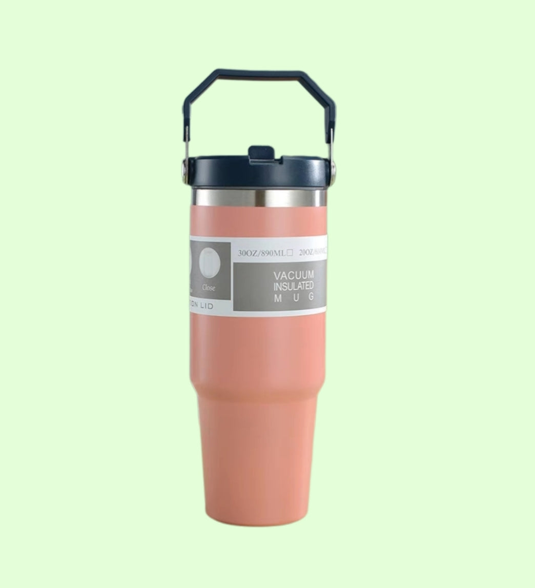 Thermos Stainless Steel Large Capacity Straw Cup for Hot and Cold Beverages 890ml