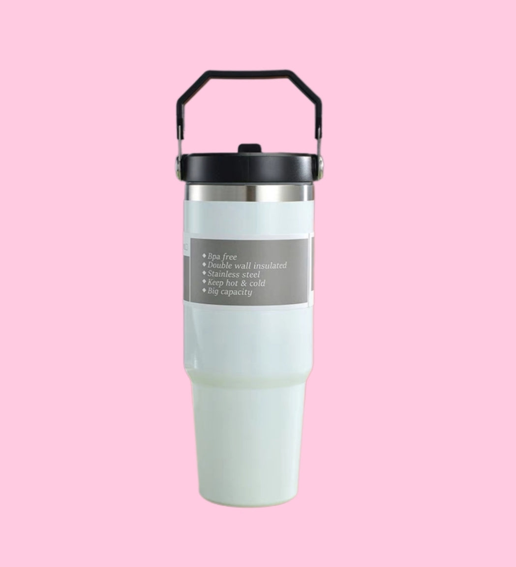 Thermos Stainless Steel Large Capacity Straw Cup for Hot and Cold Beverages 890ml