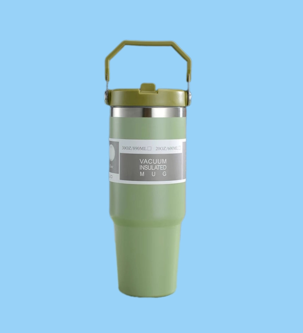 Thermos Stainless Steel Large Capacity Straw Cup for Hot and Cold Beverages 890ml