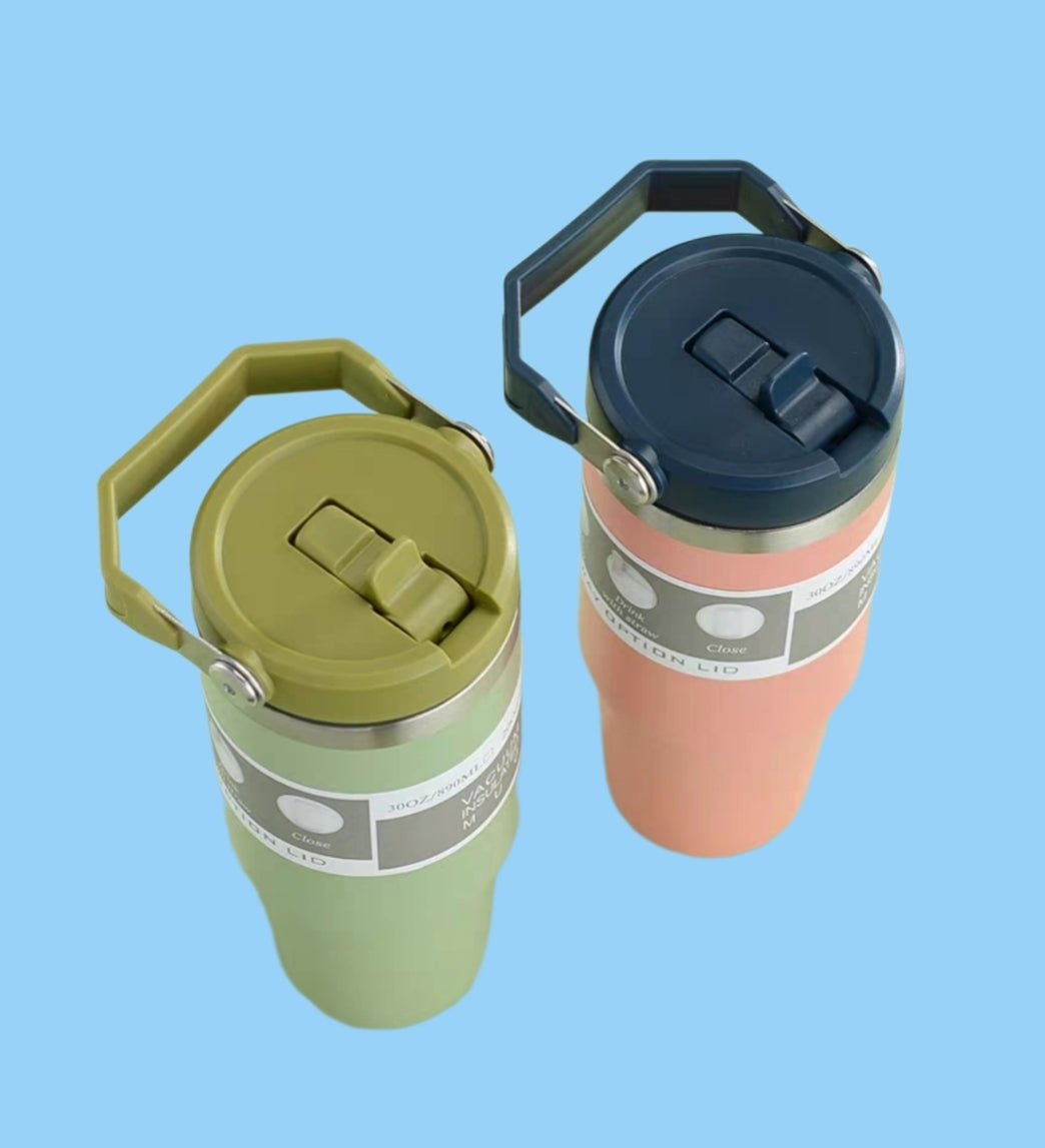 Thermos Stainless Steel Large Capacity Straw Cup for Hot and Cold Beverages 890ml