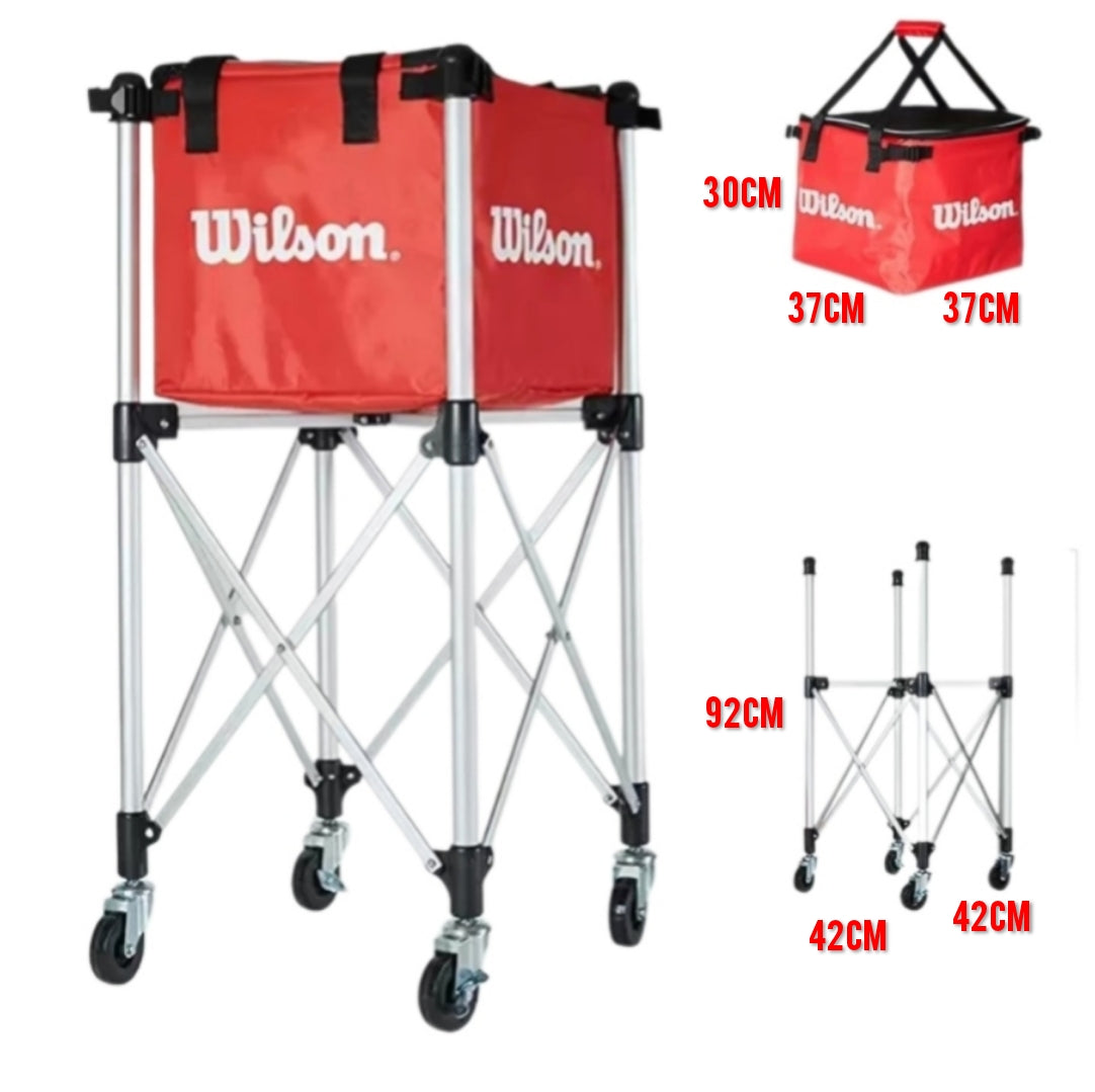 WIlsonTennis PickleBall Basket Picker Hopper Removable Basket with Wheels 150 Ball Capacity