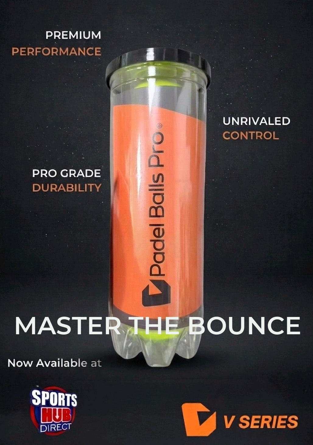 V Series Padel Balls Pro - Pressurised Padel Balls, 3 Ball Can
