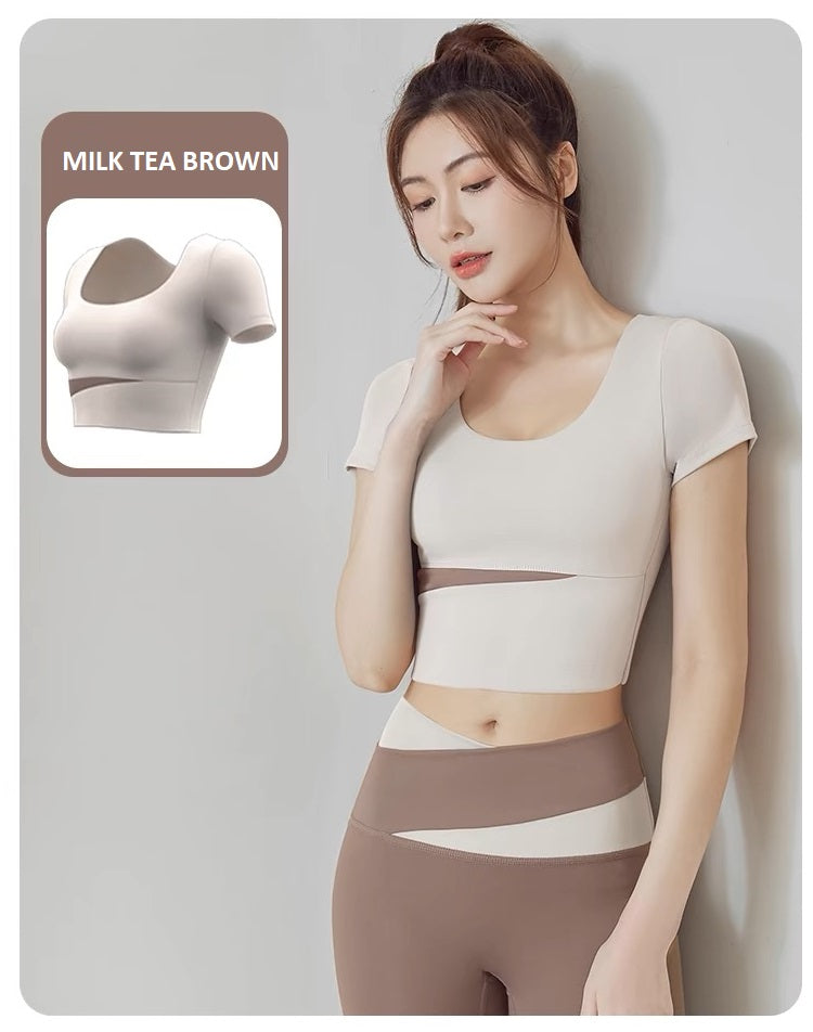 Womens Atheleisure Sports Active Wear Vest Crop Top and Shorts Fitness Yoga Gym Ladies Clothing