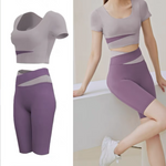 Womens Atheleisure Sports Active Wear Vest Crop Top and Shorts Fitness Yoga Gym Ladies Clothing