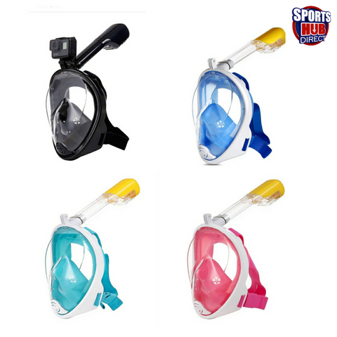 Diving Snorkelling Full Face Mask with Camera Go-Pro Mount Adult /Kids Sizes