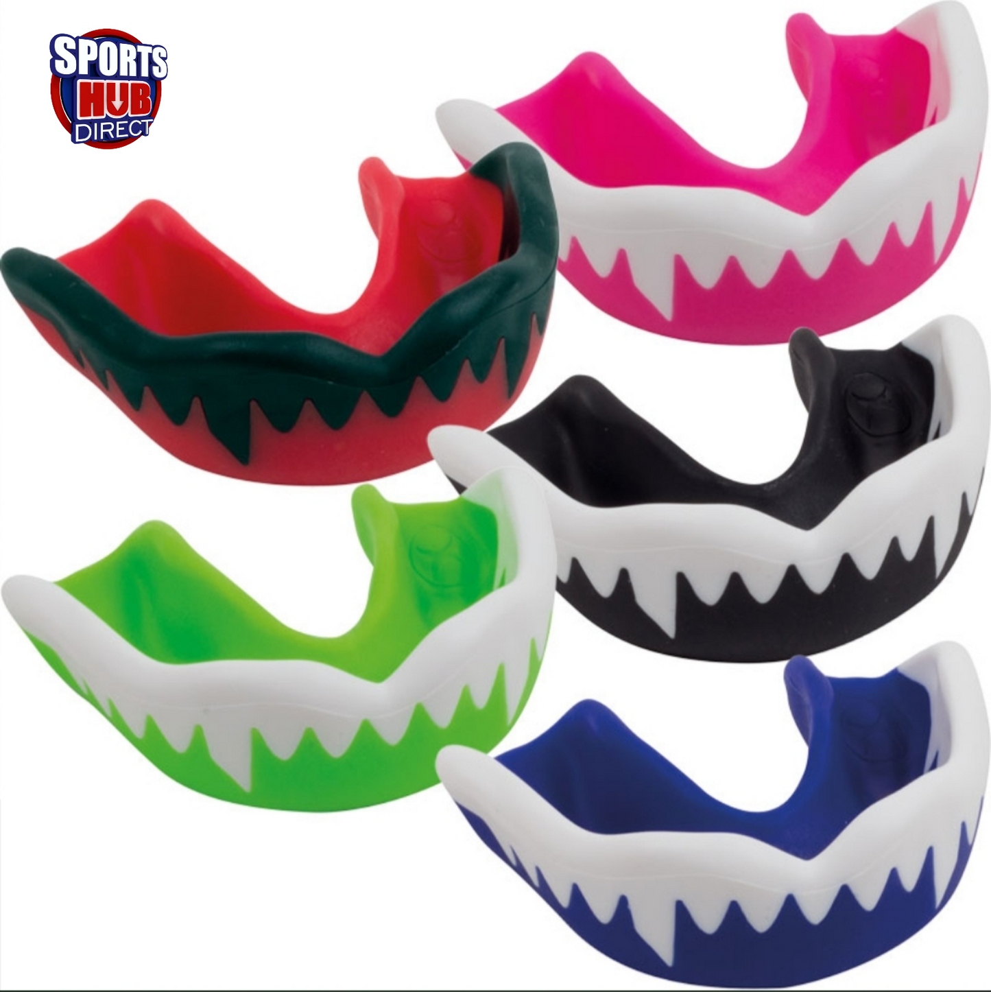 Mouthguard for KIDS - Extra Thick Contoured Design for High Impact Sports - Fang Design - 5 Colors Available - Boil and Bite Guard - Maximum Protection