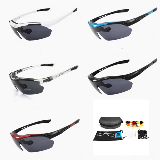 Multiple Lens Sport UV Sunglasses with Prescription Inserts 3 Lens Hard Case and Accessories
