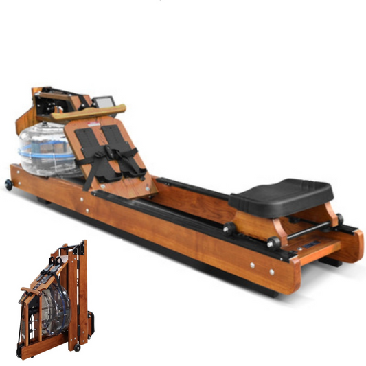 Foldable Wood Frame Water Resistance Rower Trainer Machine