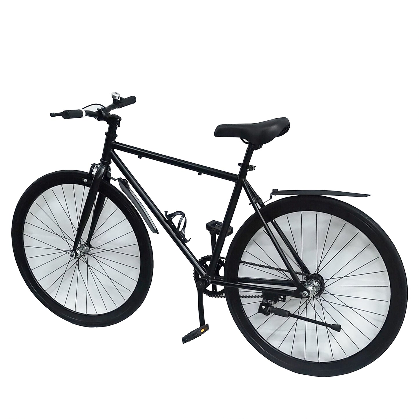All Black Retro 1 Speed Steel Frame Bike with Front and Rear Lever Brakes